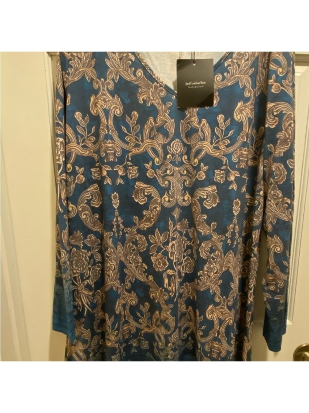 Blue and Gold Floral Dress - Picture 2 of 2